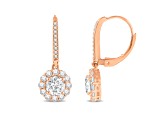 White Cubic Zirconia 14k Rose Gold Earrings With Velvet Gift Box 2.00ctw