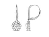 White Cubic Zirconia 14k White Gold Earrings With Velvet Gift Box 2.00ctw