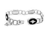 Judith Classic Bella Luce and Black Enamel Rhodium Over Sterling Silver Star Link Bracelet