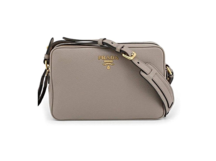 Prada Argilla Grey Vitello Phenix Leather Double Zip