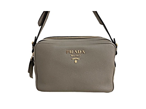 PRADA セール★ DNC700 Prada Women's Gray Vitello Phenix Leather Crossbody 1BH079