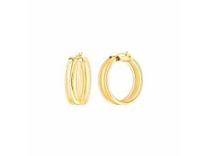 14K Yellow Gold Over Sterling Silver Lucite Ridge Hoop Earrings in Honey