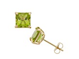 Green Peridot 10K Yellow Gold Stud Earrings, 2.50ctw