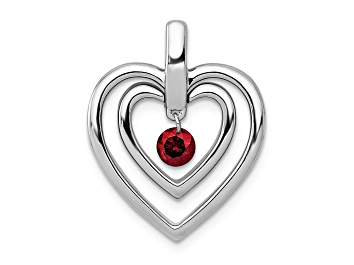 Picture of Rhodium Over 14k White Gold Red Diamond Double Heart Pendant