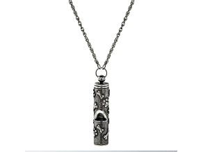 1928 Jewelry Silver Tone Base Metal Pewter Dog Bone Paw Prints Whistle Necklace 28"