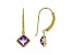 Judith Ripka 3ctw Square Amethyst 14k Gold Clad Solitaire Dangle Earrings