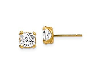 Picture of 14k Yellow Gold 5mm Square Cubic Zirconia Stud Earrings