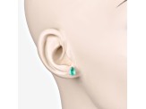 Pear Shaped Green Zambian Emerald 10K Yellow Gold Teardrop Studs Earrings