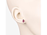 Pear Shaped Pink Ruby 10K Yellow Gold Teardrop Studs Earrings
