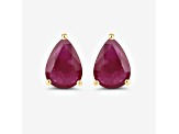 Pear Shaped Pink Ruby 10K Yellow Gold Teardrop Studs Earrings