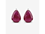 Pear Shaped Pink Ruby 10K White Gold Teardrop Studs Earrings