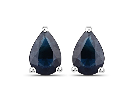 Pear Shaped Blue Sapphire 10K White Gold Teardrop Studs Earrings