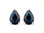 Pear Shaped Blue Sapphire 10K White Gold Teardrop Studs Earrings