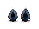 Pear Shaped Blue Sapphire 10K White Gold Teardrop Studs Earrings