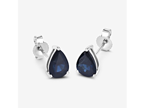 Pear Shaped Blue Sapphire 10K White Gold Teardrop Studs Earrings