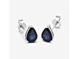 Pear Shaped Blue Sapphire 10K White Gold Teardrop Studs Earrings