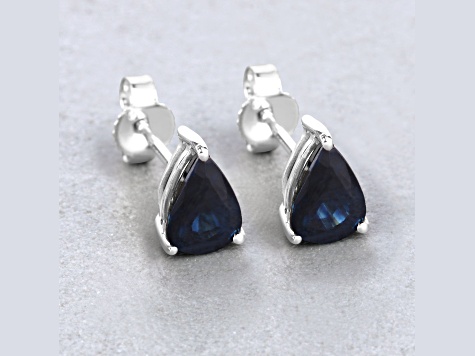 Pear Shaped Blue Sapphire 10K White Gold Teardrop Studs Earrings