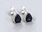 Pear Shaped Blue Sapphire 10K White Gold Teardrop Studs Earrings