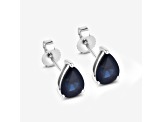 Pear Shaped Blue Sapphire 10K White Gold Teardrop Studs Earrings
