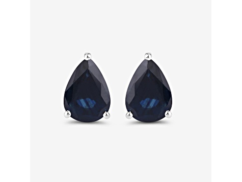 Pear Shaped Blue Sapphire 10K White Gold Teardrop Studs Earrings