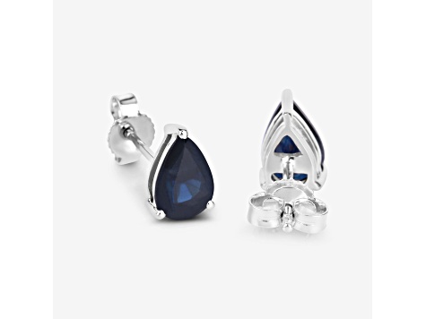 Pear Shaped Blue Sapphire 10K White Gold Teardrop Studs Earrings