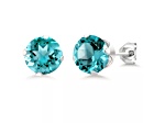 925 Sterling Silver Round 6MM Birthstone Stud Earrings Cubic Zirconia  Aquamarine
