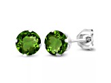925 Sterling Silver Round 6MM Birthstone Stud Earrings Cubic Zirconia Emerald