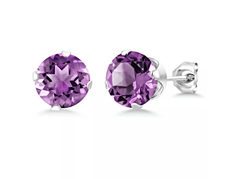 925 Sterling Silver Round 6MM Birthstone Stud Earrings Cubic Zirconia Alexandrite