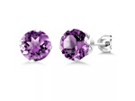 925 Sterling Silver Round 6MM Birthstone Stud Earrings Cubic Zirconia Alexandrite