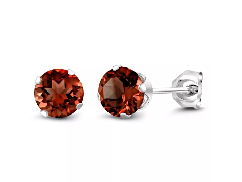 925 Sterling Silver Round 6MM Birthstone Stud Earrings Cubic Zirconia Ruby