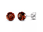 925 Sterling Silver Round 6MM Birthstone Stud Earrings Cubic Zirconia Ruby