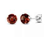 925 Sterling Silver Round 6MM Birthstone Stud Earrings Cubic Zirconia Ruby