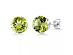 925 Sterling Silver Round 6MM Birthstone Stud Earrings Cubic Zirconia  Peridot