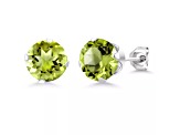 925 Sterling Silver Round 6MM Birthstone Stud Earrings Cubic Zirconia  Peridot