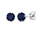 925 Sterling Silver Square 6MM Birthstone Stud Earrings Cubic Zirconia   Sapphire