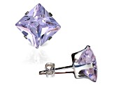 925 Sterling Silver Square 6MM Birthstone Stud Earrings Cubic Zirconia  Alexandrite