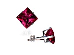 925 Sterling Silver Square 6MM Birthstone Stud Earrings Cubic Zirconia  Ruby