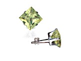 925 Sterling Silver Round 6MM Birthstone Stud Earrings Cubic Zirconia Peridot