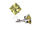 925 Sterling Silver Square 6MM Birthstone Stud Earrings Cubic Zirconia Citrine