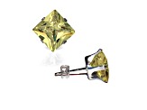 925 Sterling Silver Square 6MM Birthstone Stud Earrings Cubic Zirconia Citrine