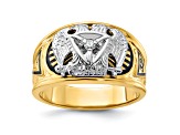 10K Two-tone Yellow and White Gold Men's Enameled and Diamond 32nd Scottish Rite Masonic Ring