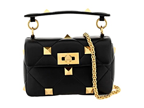VALENTINO GARAVANI Roman Stud レザーショルダーバッグ Valentino Garavani Roman Stud Flap Bag Quilted Leather Large