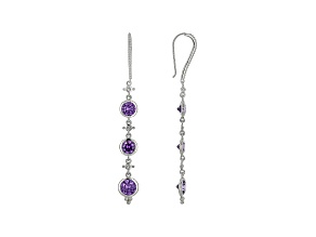 Judith Ripka 9ctw Round Purple Bella Luce Rhodium Over Silver Long Dangle Earrings