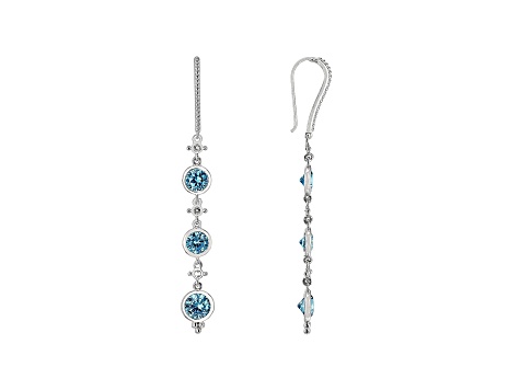 Judith Ripka 9ctw Round Sky Blue Bella Luce Rhodium Over Silver Long Dangle Earrings