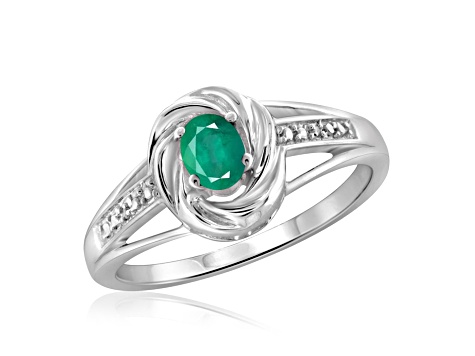 Green Emerald Rhodium Over Sterling Silver Ring 0.30ctw