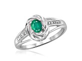 Green Emerald Rhodium Over Sterling Silver Ring 0.30ctw