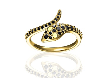 Picture of Black Spinel and Lab Created Yellow Sapphire 18K Yellow Gold Over Sterling Silver Snake Ring