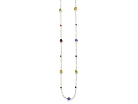 14K Yellow Gold Multi-color Gemstone 18 Inch Necklace