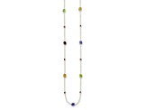 14K Yellow Gold Multi-color Gemstone 18 Inch Necklace