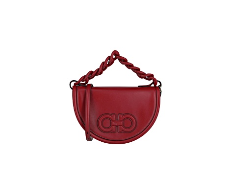 Ferragamo Aura Chain-Linked Red Shoulder Bag - 1D8Y3B | JTV